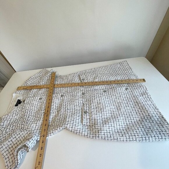 Rachel Zoe Tweed Button Up Mini Dress Womens Size 8 White Short Sleeve NEW - Picture 13 of 15